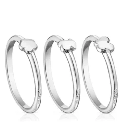Pack de tres anillos de plata motivos Bold Motif^TOUS New