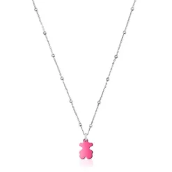 Pack gargantilla de plata y colgante oso de acero en color rosa 12 mm Sweet Dolls^TOUS Hot