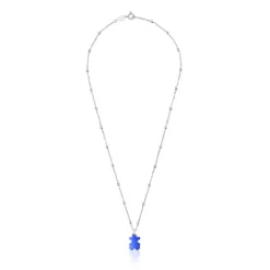 Pack gargantilla de plata y colgante oso de acero en color azul 12 mm Sweet Dolls^TOUS Clearance