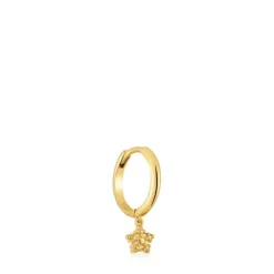 Pendiente individual de aro corto con baño de oro de 18 kt sobre plata y motivo estrella Grain^TOUS