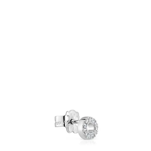 Pendiente suelto círculo pequeño de oro blanco con diamantes Grain^TOUS Hot