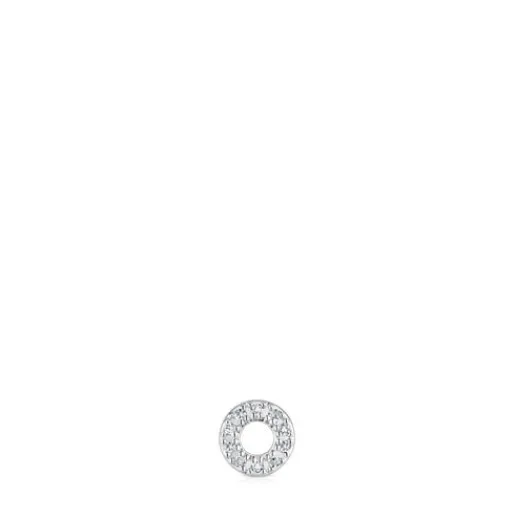 Pendiente suelto círculo pequeño de oro blanco con diamantes Grain^TOUS Hot