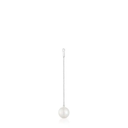 Pendiente suelto largo de oro blanco y perla cultivada Grain^TOUS Online