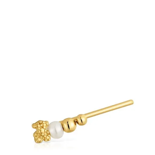 Pendiente trepador con baño de oro de 18 kt sobre plata y perla cultivada Grain^TOUS Outlet