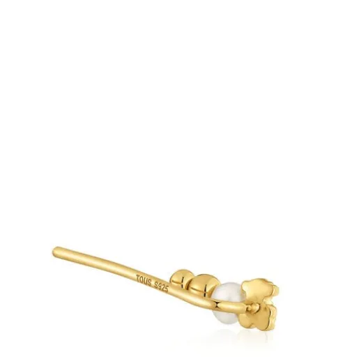 Pendiente trepador con baño de oro de 18 kt sobre plata y perla cultivada Grain^TOUS Outlet