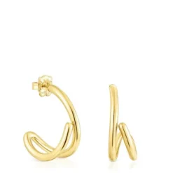 Pendientes aro con baño de oro 18 kt sobre plata Bent^TOUS Clearance