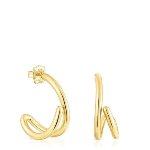 Pendientes aro con baño de oro 18 kt sobre plata Bent^TOUS Clearance