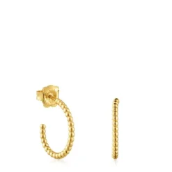 Pendientes aro cortos bolas con baño de oro 18 kt sobre plata 15 mm Basicos^TOUS Clearance