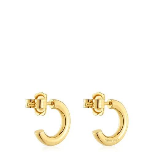 Pendientes aro cortos con baño de oro 18 kt sobre plata 14 mm Basicos^TOUS Sale