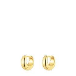 Pendientes aro cortos gruesos con baño de oro 18 kt sobre plata Basicos^TOUS Outlet