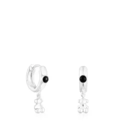 Pendientes aro de plata con ónix y motivo oso Bold Bear^TOUS Clearance