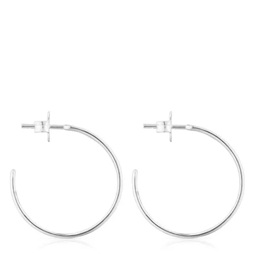 Pendientes aro de plata con silueta de oso Bear Row^TOUS Sale
