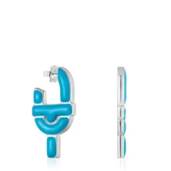 Pendientes aro de plata y esmalte azul MANIFESTO^TOUS Hot