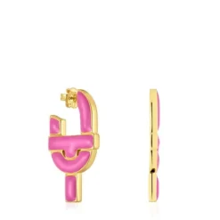 Pendientes aro de plata y esmalte fucsia MANIFESTO^TOUS Clearance