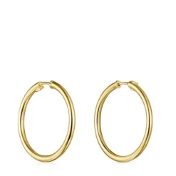 Pendientes aro grandes con baño de oro 18 kt sobre plata Basics^TOUS Best