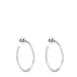 Pendientes aro grandes disco de plata Straight^TOUS Discount