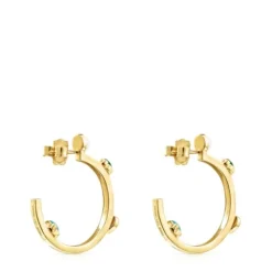 Pendientes aro pequeños con baño de oro 18 kt sobre plata y gemas Glory^TOUS Sale