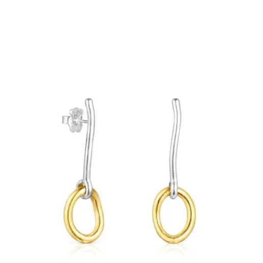 Pendientes bicolor con anilla con baño de oro 18 kt sobre plata Hav^TOUS Online