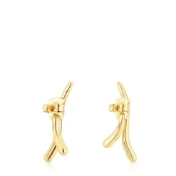 Pendientes con baño de oro 18 kt sobre plata doble onda New Hav^TOUS Best