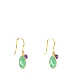 Pendientes con baño de oro 18 kt sobre plata, aventurina y amatista Good Vibes^TOUS Sale