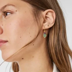 Pendientes con baño de oro 18 kt sobre plata, aventurina y amatista Good Vibes^TOUS Sale