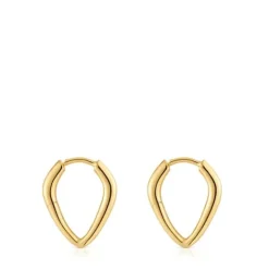 Pendientes con baño de oro 18 kt sobre plata cortos con aro púa Basics^TOUS Best