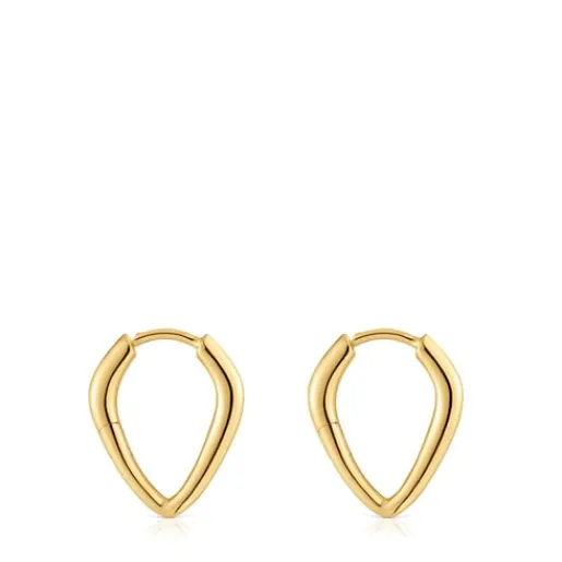 Pendientes con baño de oro 18 kt sobre plata cortos con aro púa Basics^TOUS Best