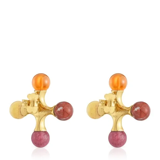 Pendientes con baño de oro 18 kt sobre plata y gemas X LEA COLOMBO^TOUS Sale