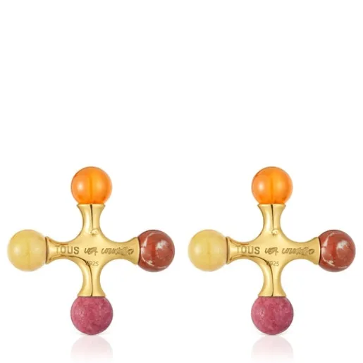 Pendientes con baño de oro 18 kt sobre plata y gemas X LEA COLOMBO^TOUS Sale