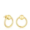 Pendientes con baño de oro 18 kt sobre plata círculo Plump^TOUS New