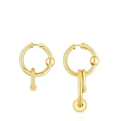 Pendientes con baño de oro 18 kt sobre plata doble círculo Plump^TOUS