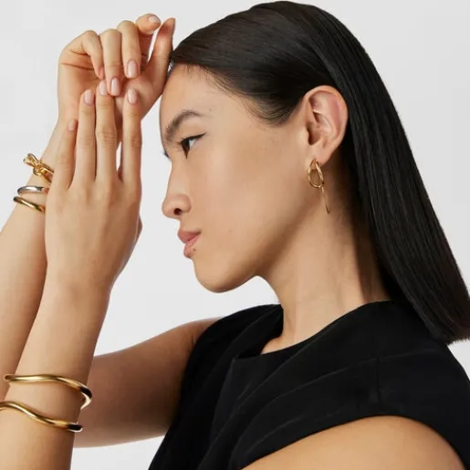 Pendientes con baño de oro 18 kt sobre plata Bent^TOUS Clearance