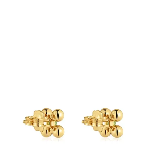 Pendientes cortos con baño de oro 18 kt sobre plata y peridoto Sugar Party^TOUS Clearance