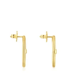 Pendientes cortos con baño de oro 18 kt sobre plata Hold Oval^TOUS New