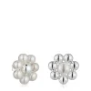 Pendientes cortos de plata flor y perlas cultivadas Sugar Party^TOUS New