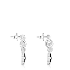 Pendientes cortos oso de plata y ónix Icon Color^TOUS