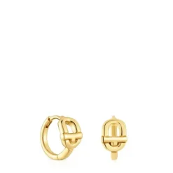 Pendientes de aro con baño de oro 18 kt sobre plata y motivo MANIFESTO^TOUS Best