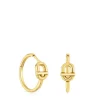 Pendientes de aro cortos con baño de oro 18 kt sobre plata y motivo MANIFESTO^TOUS Discount