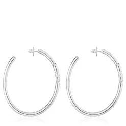 Pendientes de aro extra largos de plata y motivo MANIFESTO^TOUS Clearance