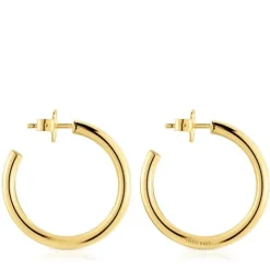 Pendientes de aro largos con baño de oro 18 kt sobre plata 28 mm Basicos^TOUS Outlet