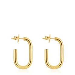Pendientes de aro largos con baño de oro 18 kt sobre plata 25 mm Basicos^TOUS Best