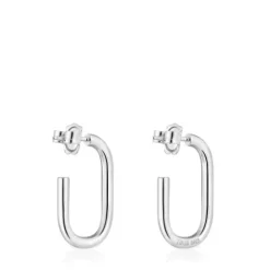 Pendientes de aro largos de plata 25 mm Basicos^TOUS Discount