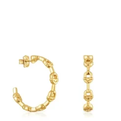 Pendientes de aro logo con baño de oro 18 kt sobre plata 30 mm MANIFESTO^TOUS Hot