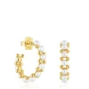 Pendientes de aro triple con baño de oro de 18 kt sobre plata y perlas cultivadas Gloss^TOUS Best