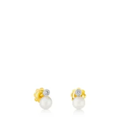 Pendientes de blanco, diamantes y perlas cultivadas Basics^TOUS Hot