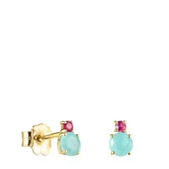 Pendientes de con amazonita y rubí Mini Ivette^TOUS Clearance