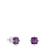 Pendientes de plata y zafiro lila creado en laboratorio 7 mm Color LGG^TOUS Online