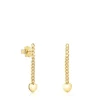 Pendientes largos corazón con baño de oro 18 kt sobre plata Bold Motif^TOUS Outlet