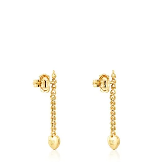 Pendientes largos corazón con baño de oro 18 kt sobre plata Bold Motif^TOUS Outlet
