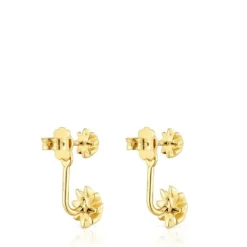 Pendientes largos dobles con baño de oro de 18 kt sobre plata y gemas Galia^TOUS Hot
